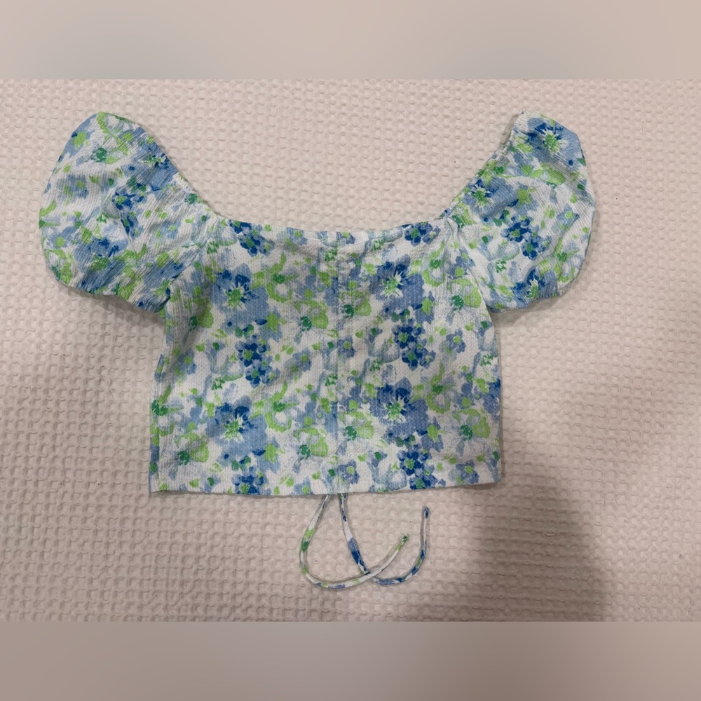 Primark Blue and Green Floral Top